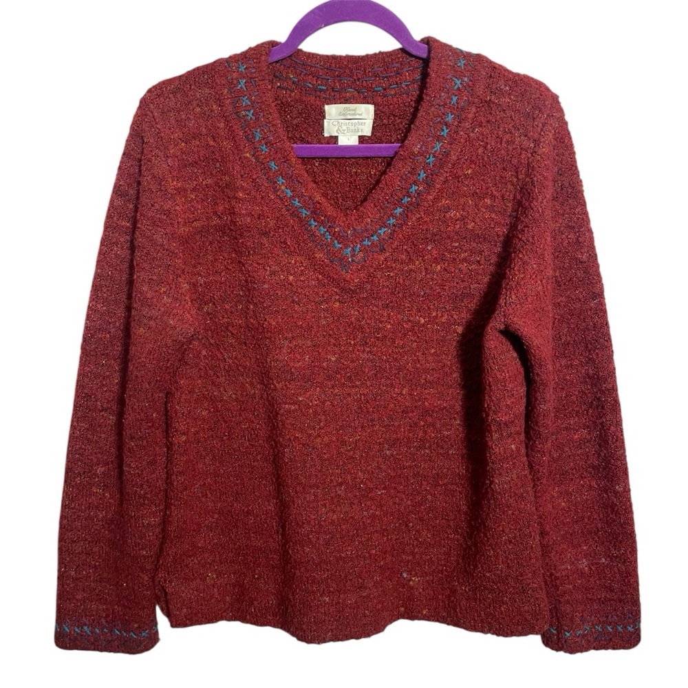 Christopher & Banks Hand Embroidered Knit Sweater